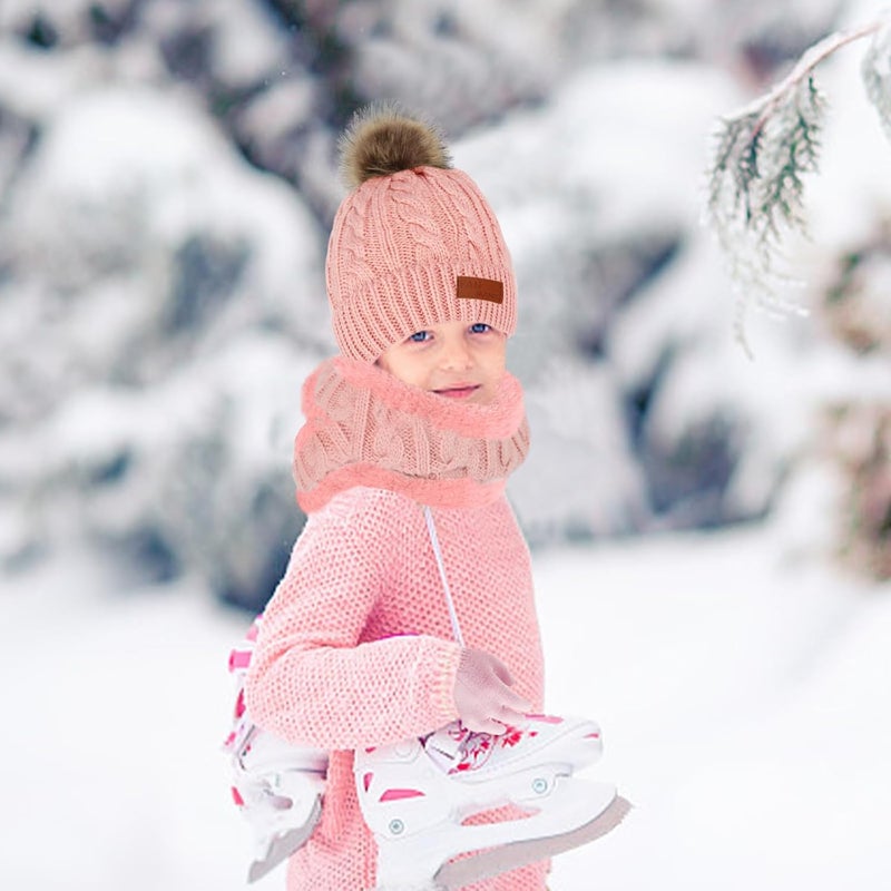 Machomby Kids Hat Scarf Gloves Set, Kids Winter Beanie Hat Scarf Gloves Set with Knit Thick Warm Fleece Lined for 1-6 Years Old - Image 3